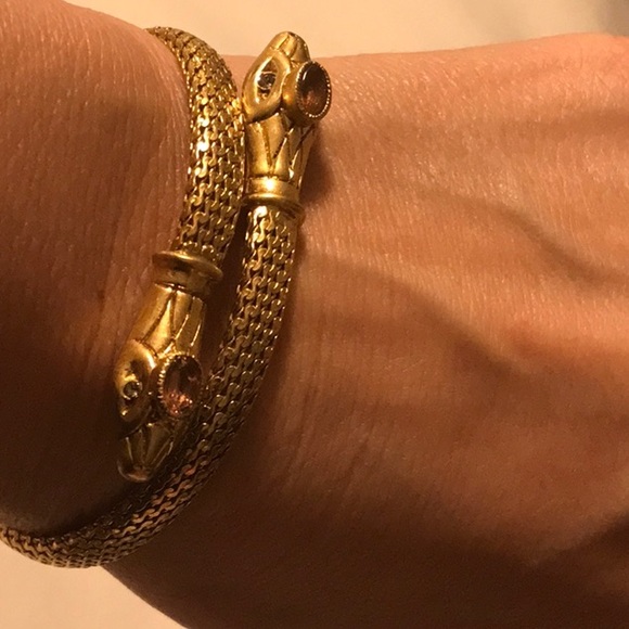 Double Headed Snake Coiled Bangle Bracelet - Picture 10 of 14